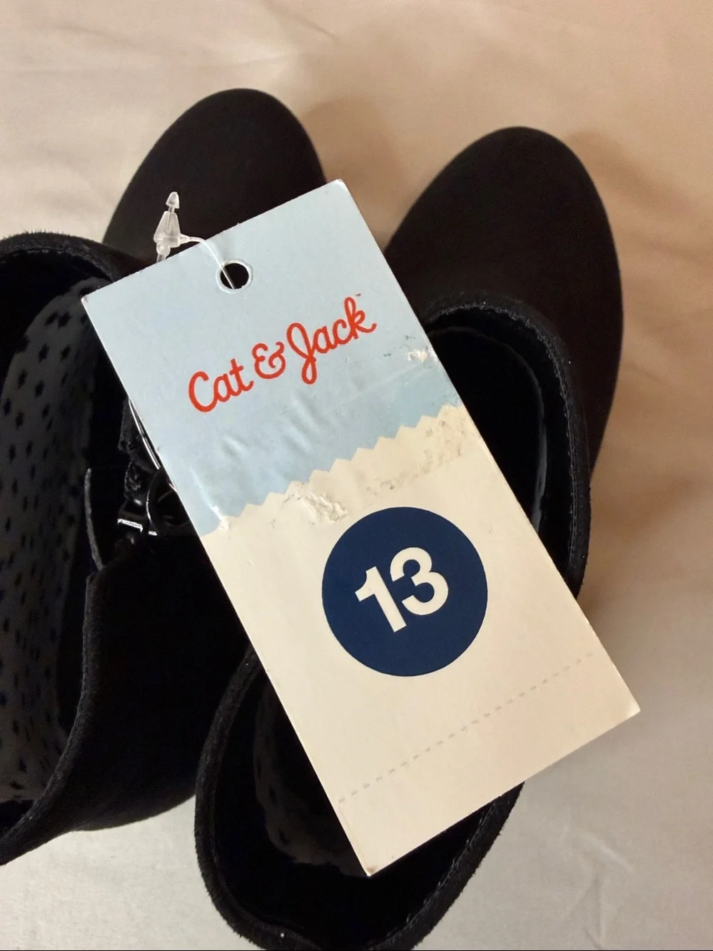 Cat & Jack kids black opal ankle boots zippers new faux suede 13 polka dot zip